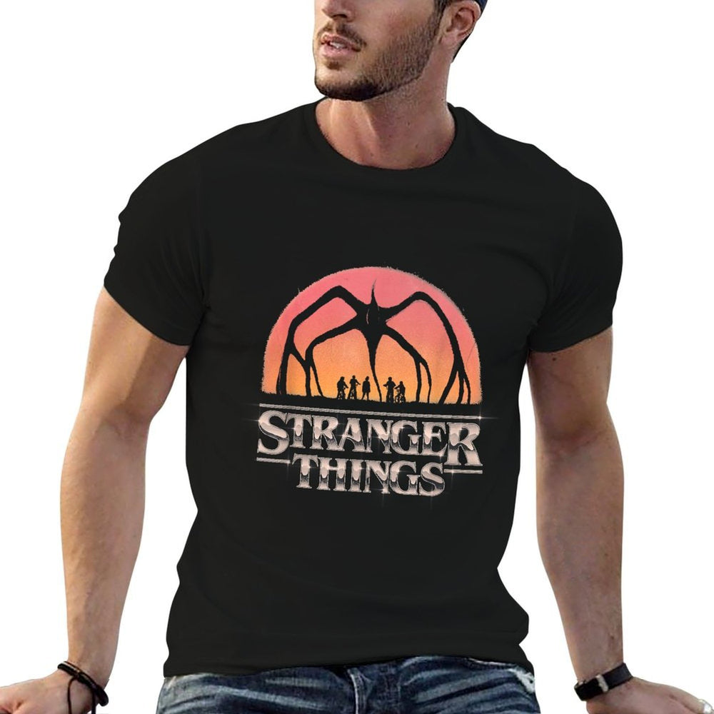 Stranger Things Season 5 Towering Mind Flayer Distressed  Ribbed Collar T-Shirt