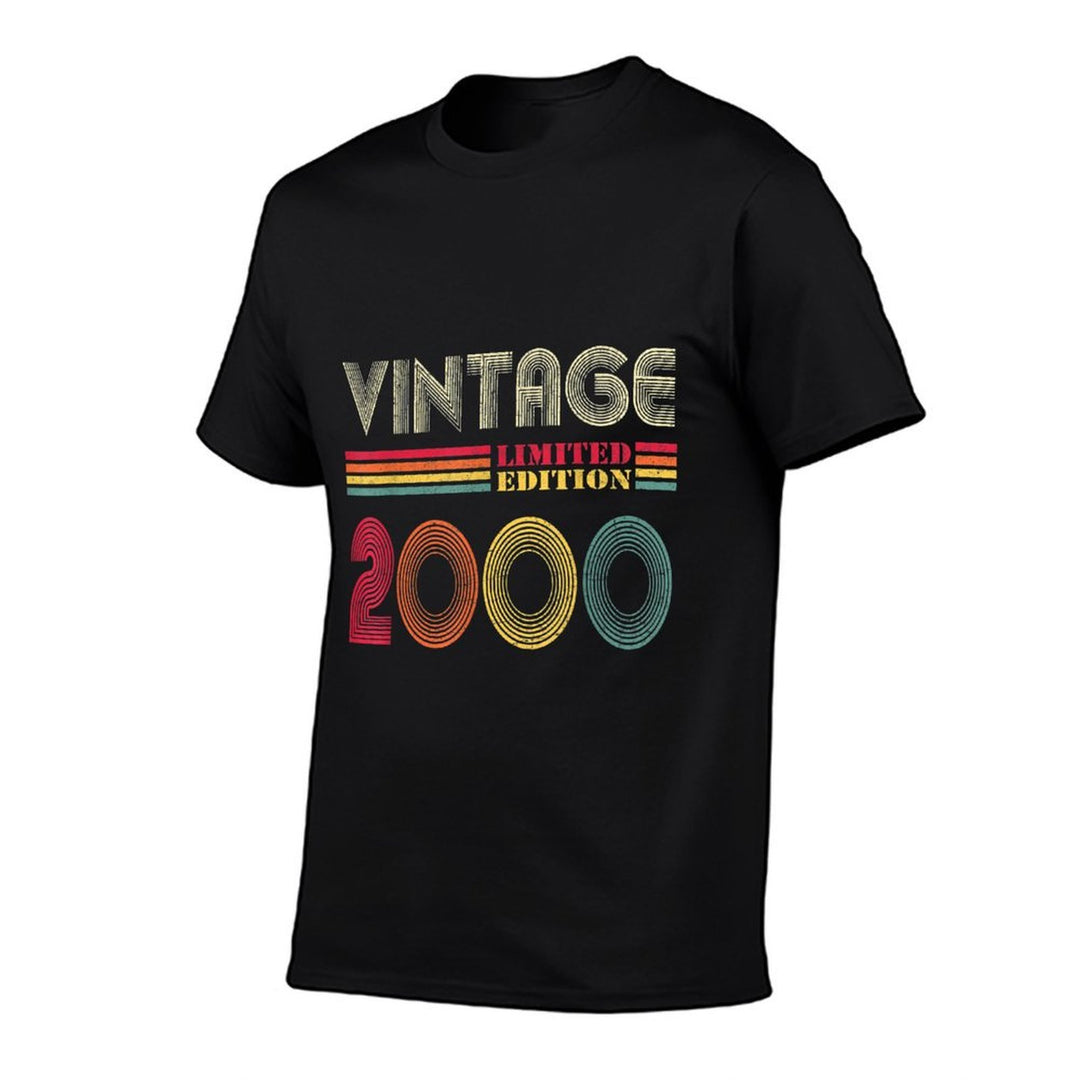 21 Year Old Gifts Vintage 2000 Limited Edition 21st Birthday  Ribbed Collar T-Shirt