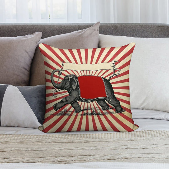 Circus Elephant Vintage Poster Pop Wall Street Art Soft Style Accent Throw Pillow