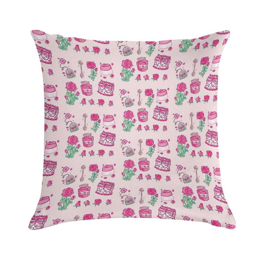 Pink Romping Rose Desserts Soft Durable Construction Throw Pillow
