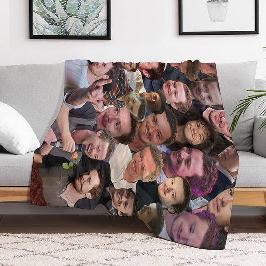 Joseph Quinn Photo Collage Sustainable Throw Blanket