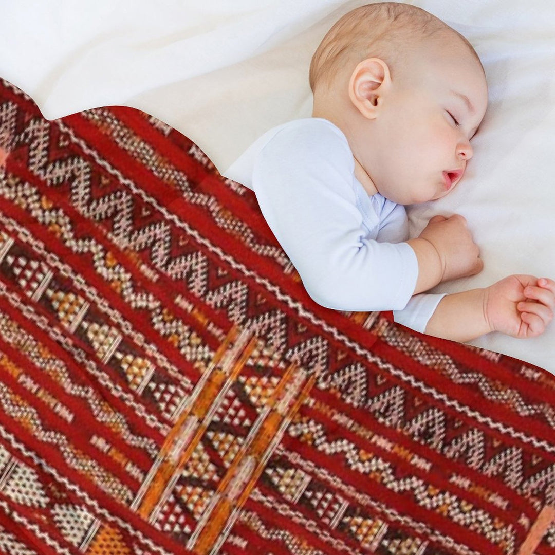 Red Vintage Moroccan Pattern Premium Throw Blanket