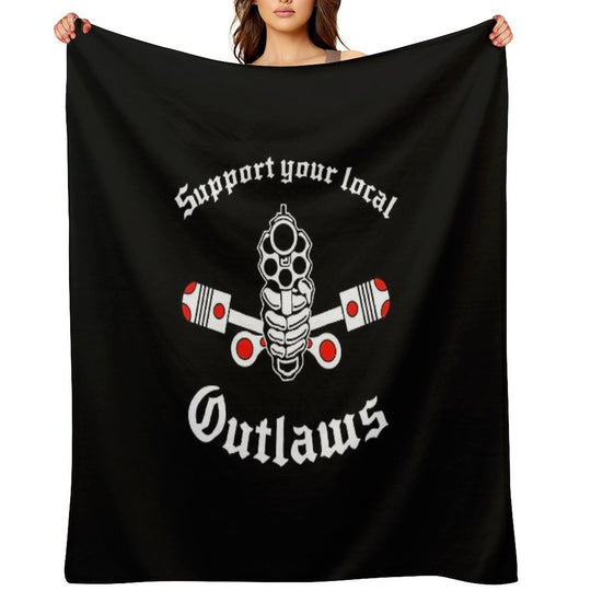 Outlaw Mc Support Gift Halloween Day, Thanksgiving, Christmas Day Quick-dry Throw Blanket