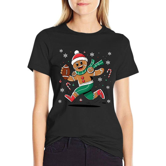 Gingerbread American Football Player Game Day Christmas Fun  Vintage-inspired T-Shirt