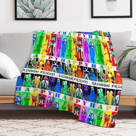 Rainbow Friends Happy Happy Velvety-soft Throw Blanket