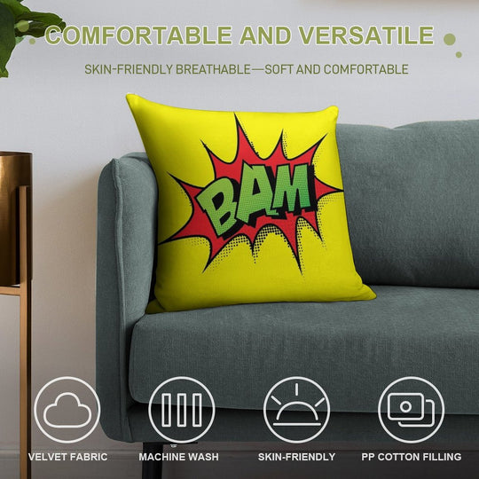 Bam Soft Washable Throw Pillow