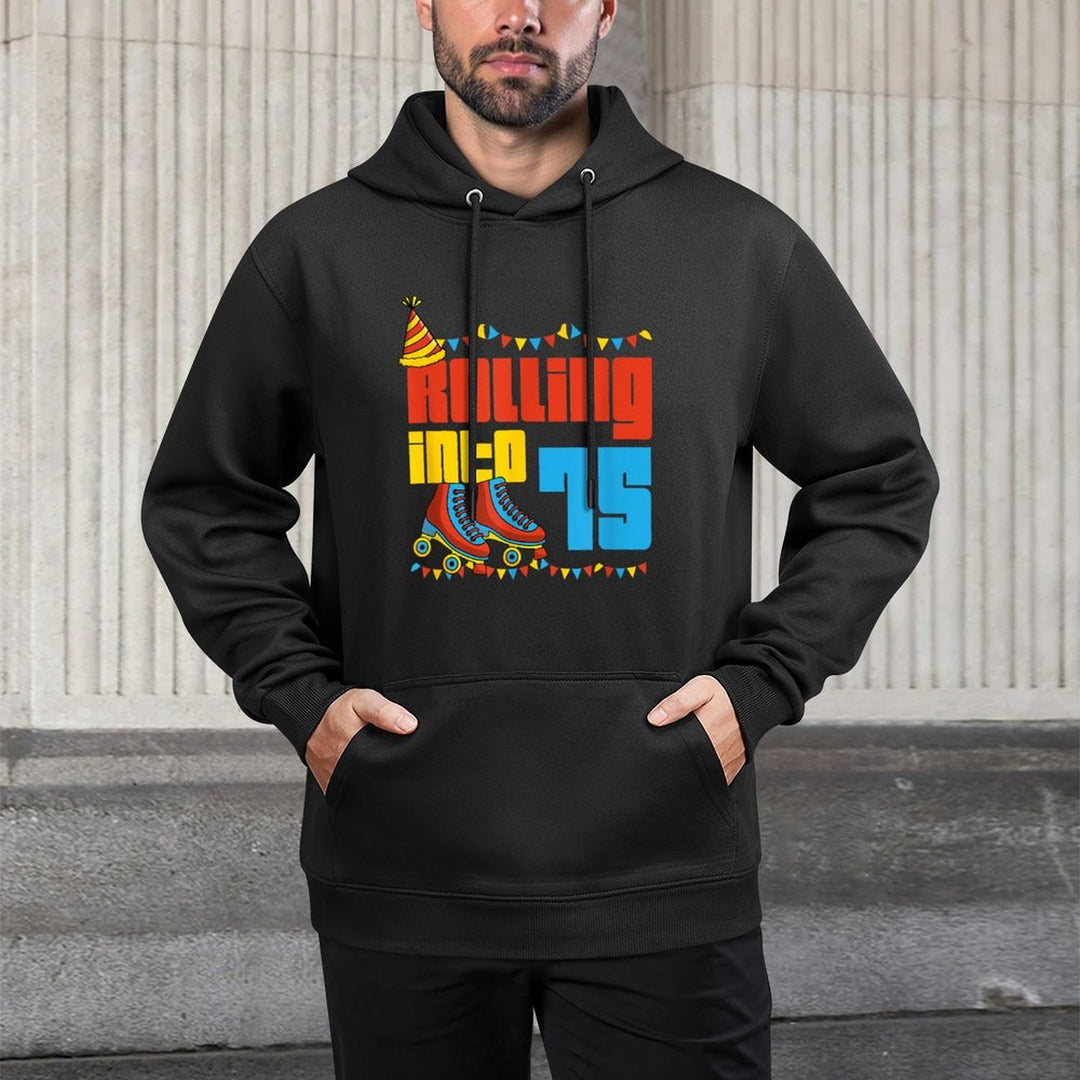 Rolling Into 75 Roller Skate 75th Birthday Party Supplies Shape Retention Hoodie