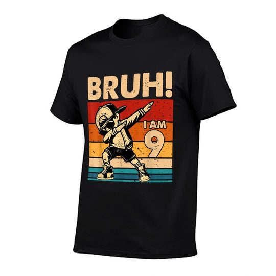 9 Year Old Birthday Dabbing Boy Bruh It's My 9th Birthday  Wrinkle-resistant T-Shirt
