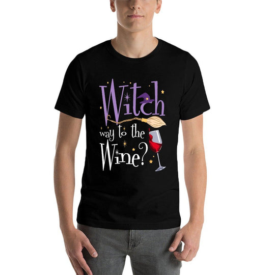 Witch Way To The Wine Halloween Drinking for Wiccan Witches  Oversized Silhouette T-Shirt