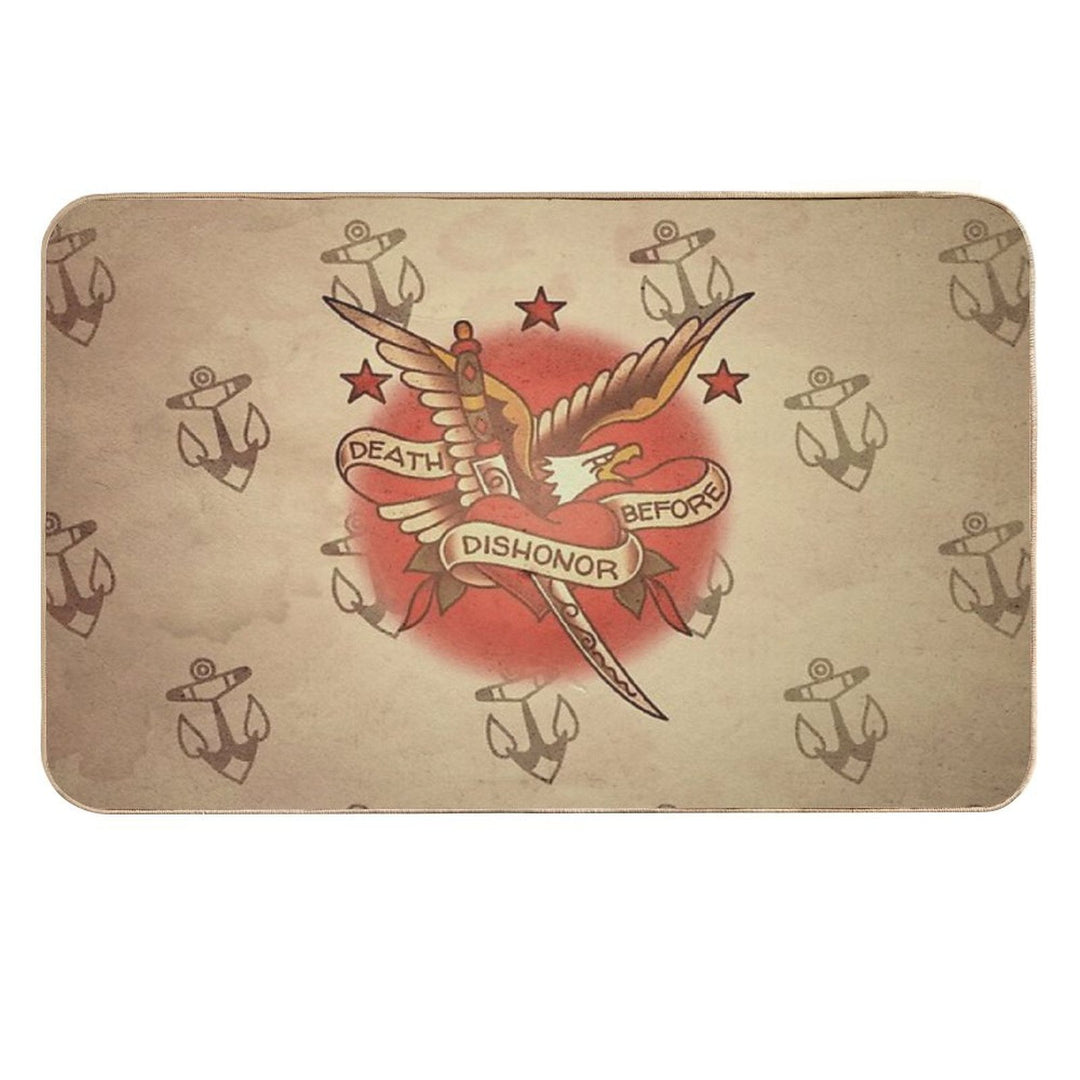 Salty-Dog American Traditional Death Before Dishonor Design  Rapid-Drying Bath Mat