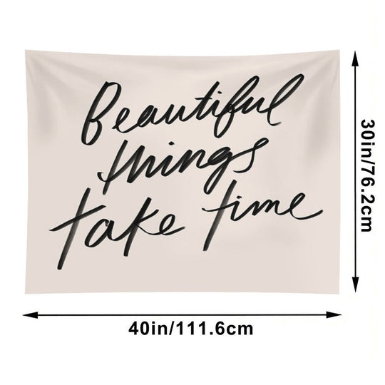 Beautiful Things Take Time - Inspirational Quote, Hand-lettering Simple Lettering by Morgan Harper Nichols, MHN Tapestry