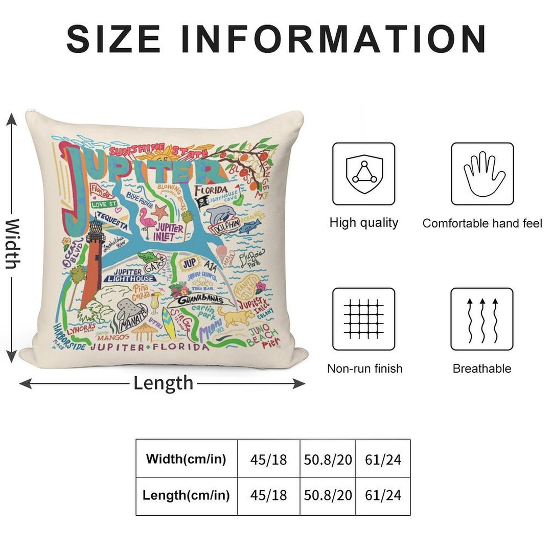 Jupiter, FL Soft Hidden Zipper Throw Pillow