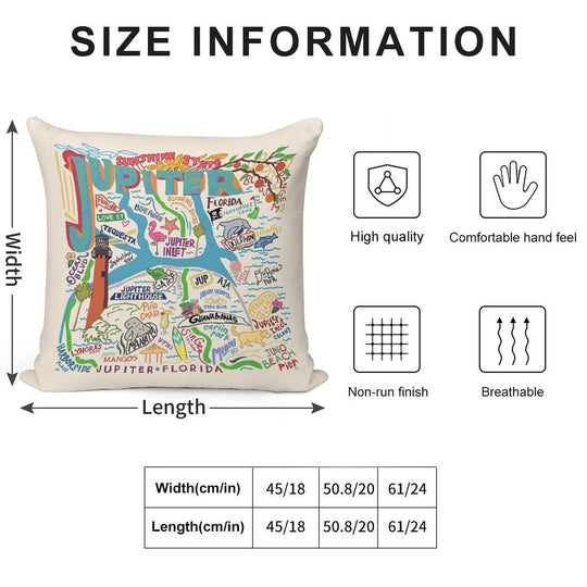 Jupiter, FL Soft Hidden Zipper Throw Pillow
