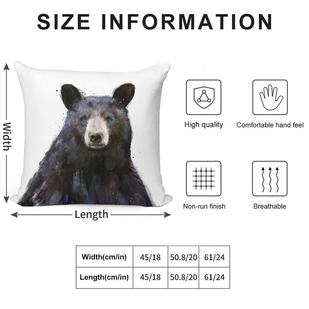 Black Bear Soft Anti-Pilling Throw Pillow