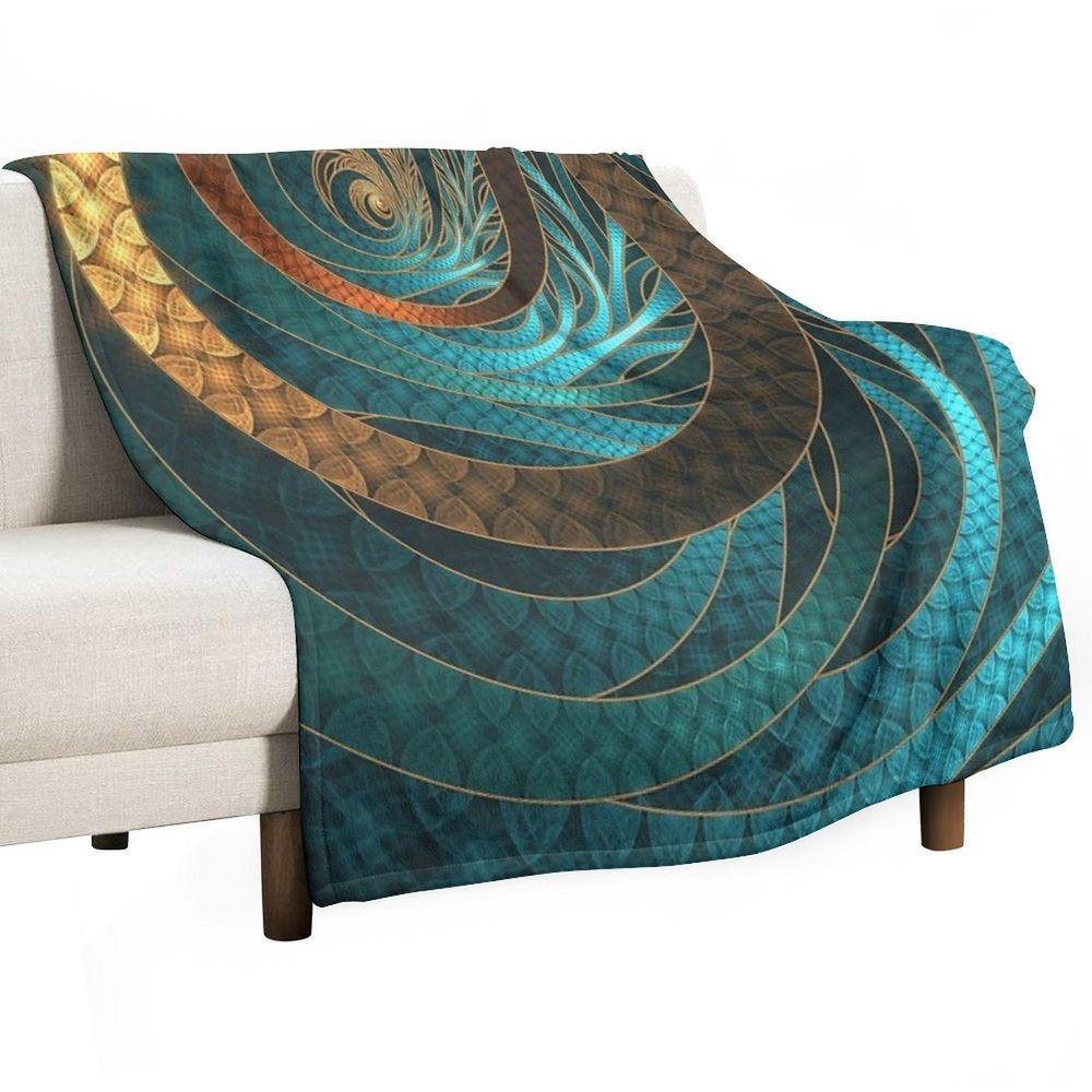 Beautiful Corded Leather Turquoise Fractal Bangles Premium Throw Blanket