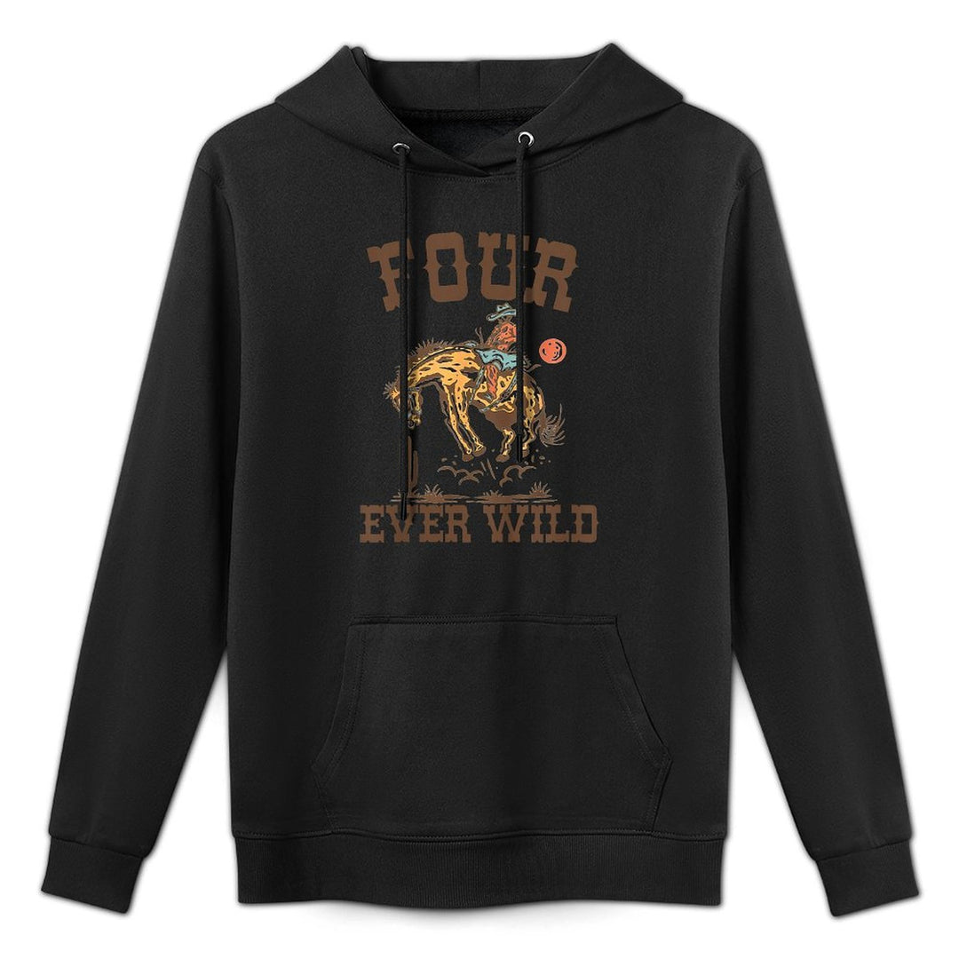 Kids Four Ever Wild Cowboy Western Rodeo 4th Birthday Boy Colorfast Hoodie