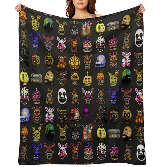 Five Nights at Freddy's - Pixel Art - Multiple Characters New Set Versatility Throw Blanket