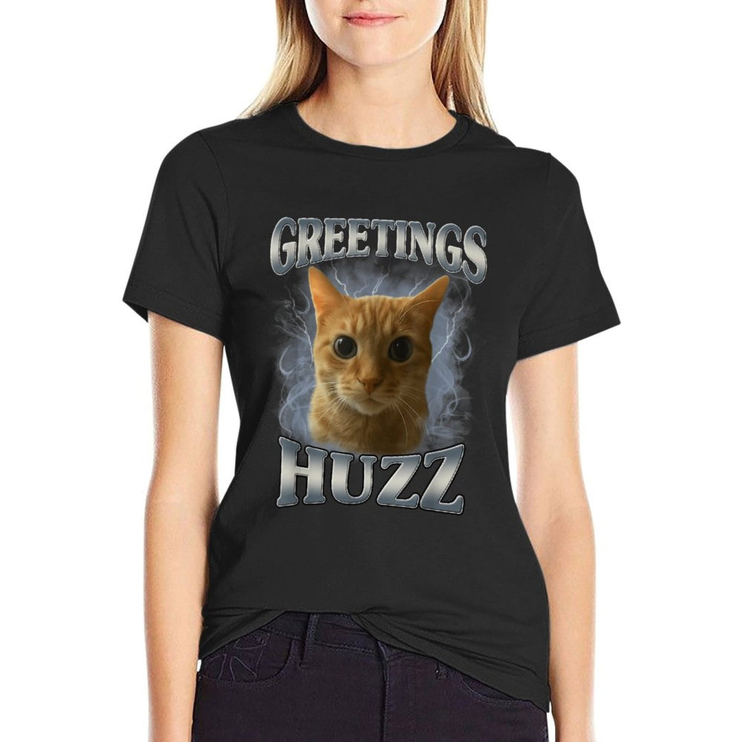 Gen Alpha Humor Cat Lollipop Funny Greetings Huzz Meme  Wrinkle-resistant T-Shirt