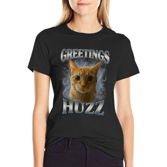 Gen Alpha Humor Cat Lollipop Funny Greetings Huzz Meme  Wrinkle-resistant T-Shirt