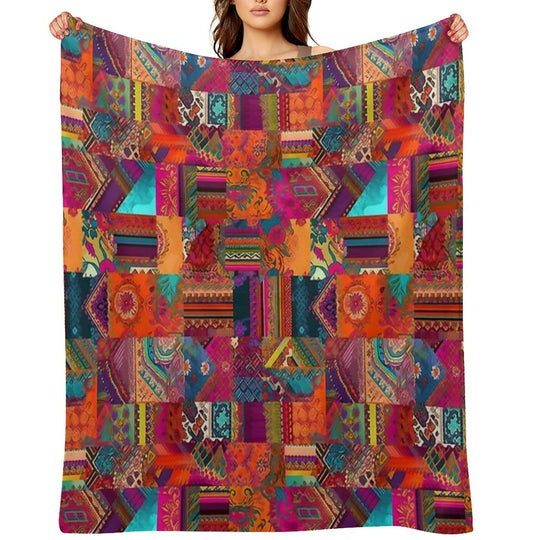 Bohemian Patchwork Style Versatility Throw Blanket