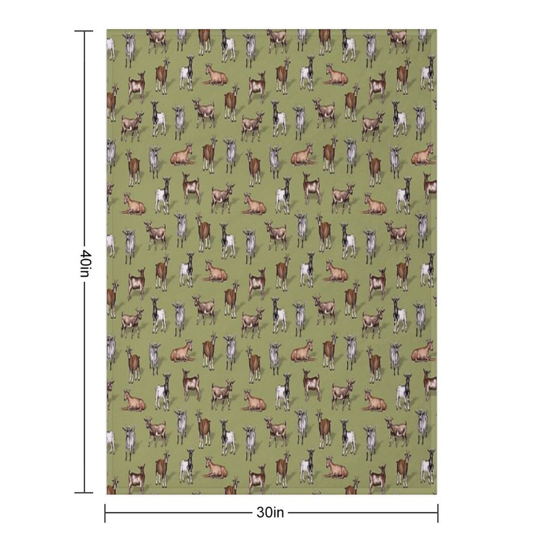Tiny Goats on Green - Goat Herd Pattern Versatility Throw Blanket