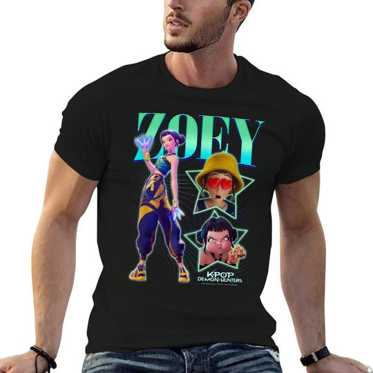Kpop Demon Hunters Zoey Showcase Retro Neon Poster  Easy-care T-Shirt