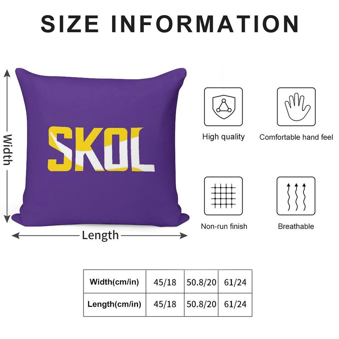 Minnesota Vikings Skol Text Design Soft Luxury Feel Throw Pillow