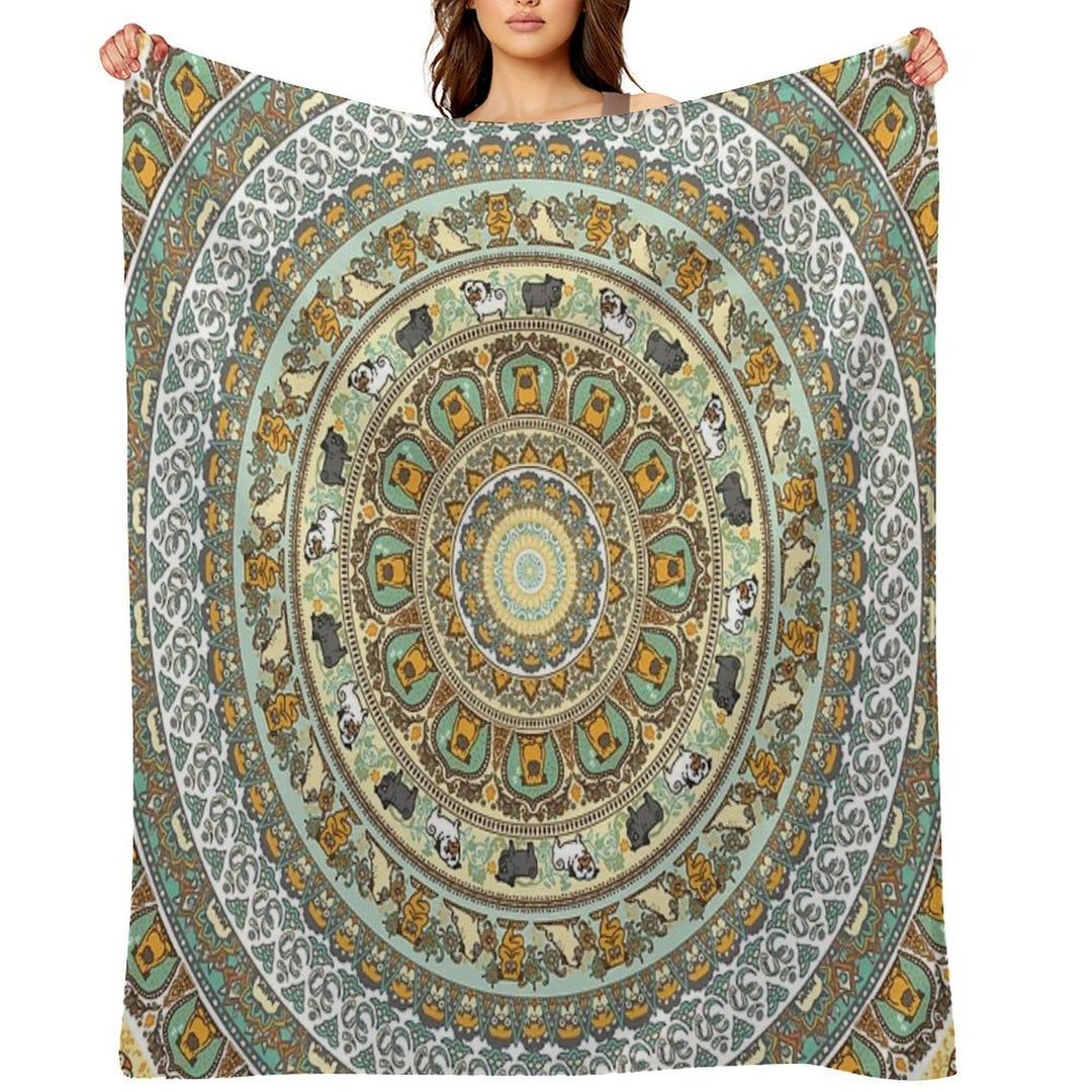 Pug Yoga Medallion Eco-conscious Throw Blanket