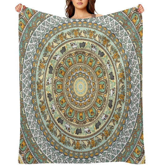 Pug Yoga Medallion Eco-conscious Throw Blanket