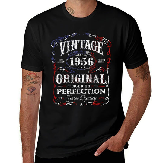 Vintage Made In 1956 62nd Birthday Gift  Ribbed Collar T-Shirt