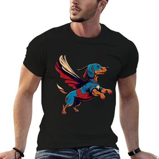Superhero Dachshund Red Cape Super Hero Dog for Men Women Kids  Tagless Design T-Shirt