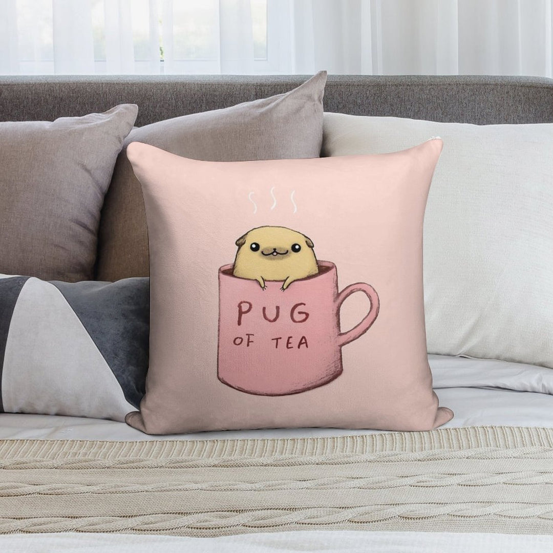 Pug of Tea Soft Home Decor Throw Pillow