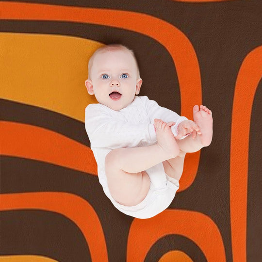 Palm Springs Retro Mid-Century Modern Abstract Pattern in 70s Brown And Orange Compact Throw Blanket