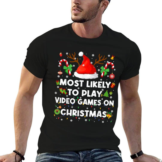 Most Likely to Play Video Game On Pjs Christmas Xmas Men  Easy-care T-Shirt