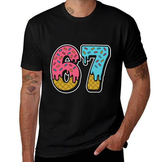 67 Ice Cream Drip Meme Funny Six Seven Gen Alpha Slang  Vintage-inspired T-Shirt