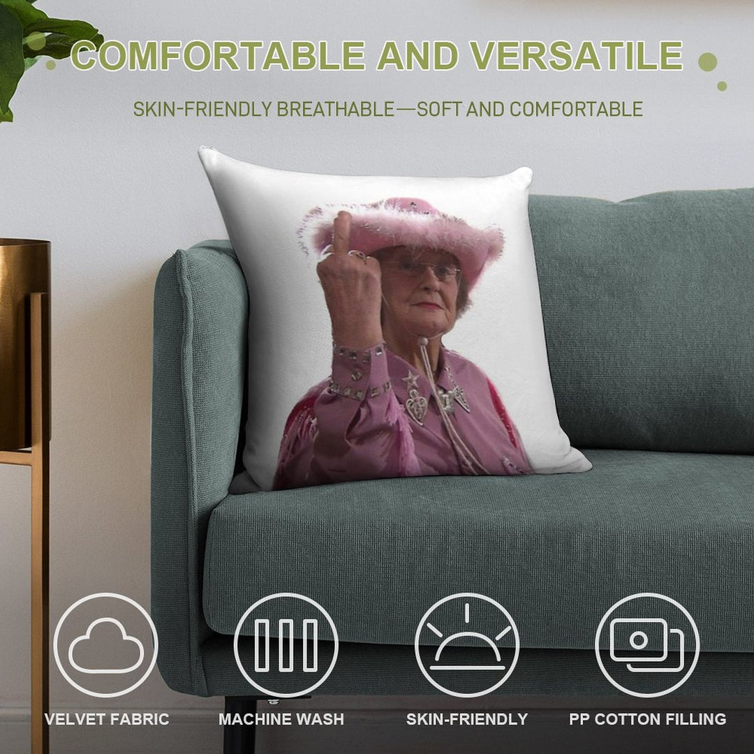 Doris Gavin & Stacey Middle Finger Soft Reinforced Edging Throw Pillow