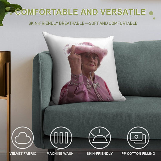 Doris Gavin & Stacey Middle Finger Soft Reinforced Edging Throw Pillow