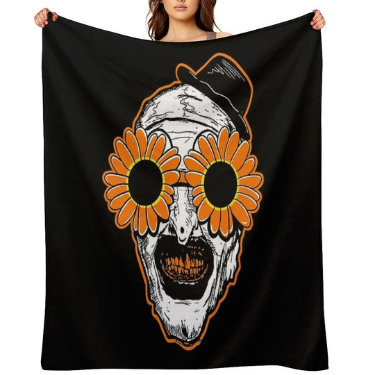 Sunflower Sunglasses Horror Clown Movie Art Terrifier 2 Sustainable Throw Blanket