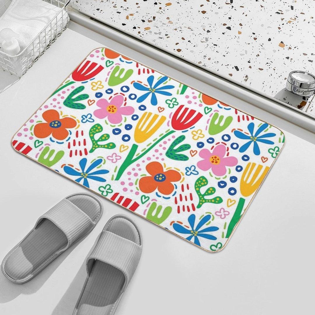 Bright And Colorful Floral Design  High-Traffic Bath Mat