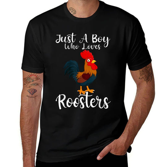 Just A Boy Who Loves Roosters Funny Rooster Lover Boys Kids  Moisture-wicking T-Shirt