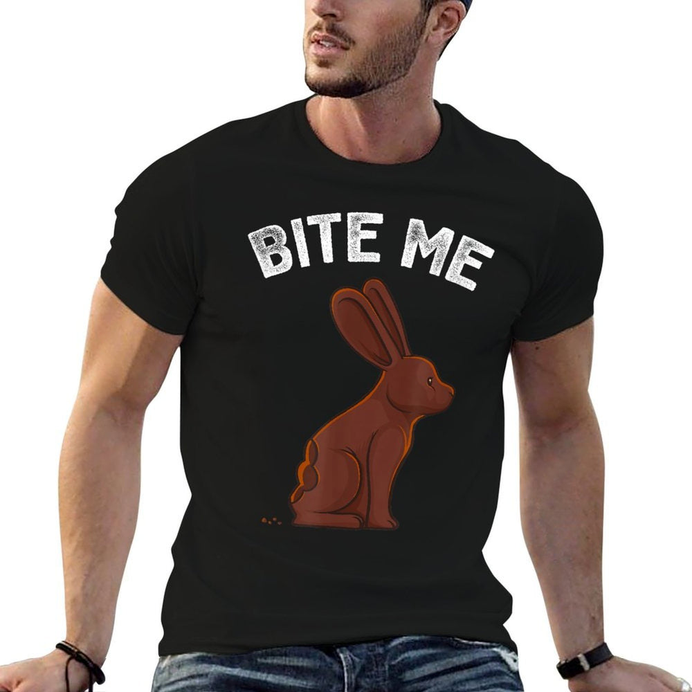 Bite Me Easter Bunny Funny Joke Meme Men Women Kids  Heathered Texture T-Shirt