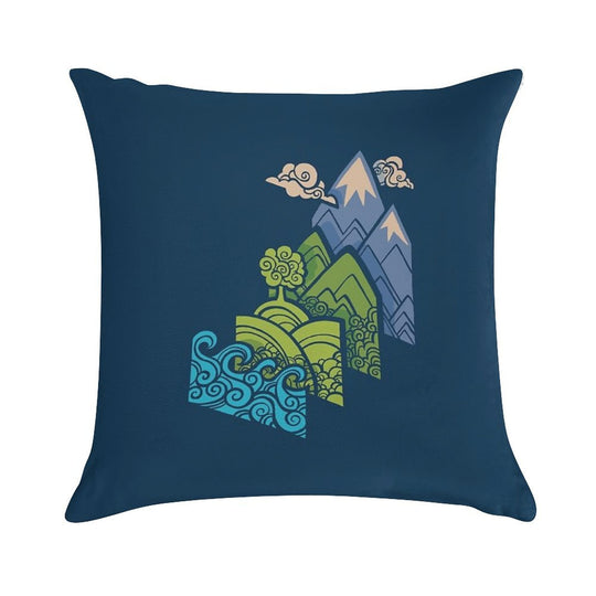 How to Build A Landscape  Blue Soft Shrink-Resistant Throw Pillow