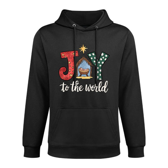 Dibble Dabble Designs Christmas Nativity - Unisex-Adults  Kids - Black - Small - - Modern Artistic - JOY to The World with Jesus Medium-Weight Fabric Hoodie