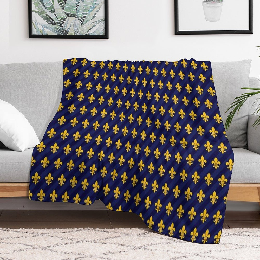 Fleur De Lys Gold Blue Larger Versatility Throw Blanket
