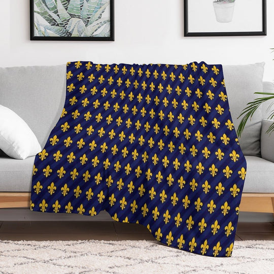 Fleur De Lys Gold Blue Larger Versatility Throw Blanket
