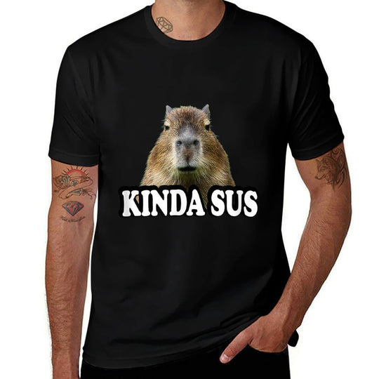 Kinda Sus Meme Lover Capybara  Easy-care T-Shirt