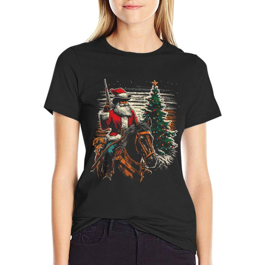 Santa Claus Cowboy - Vintage Christmas Tree Cowboy Lover  Moisture-wicking T-Shirt