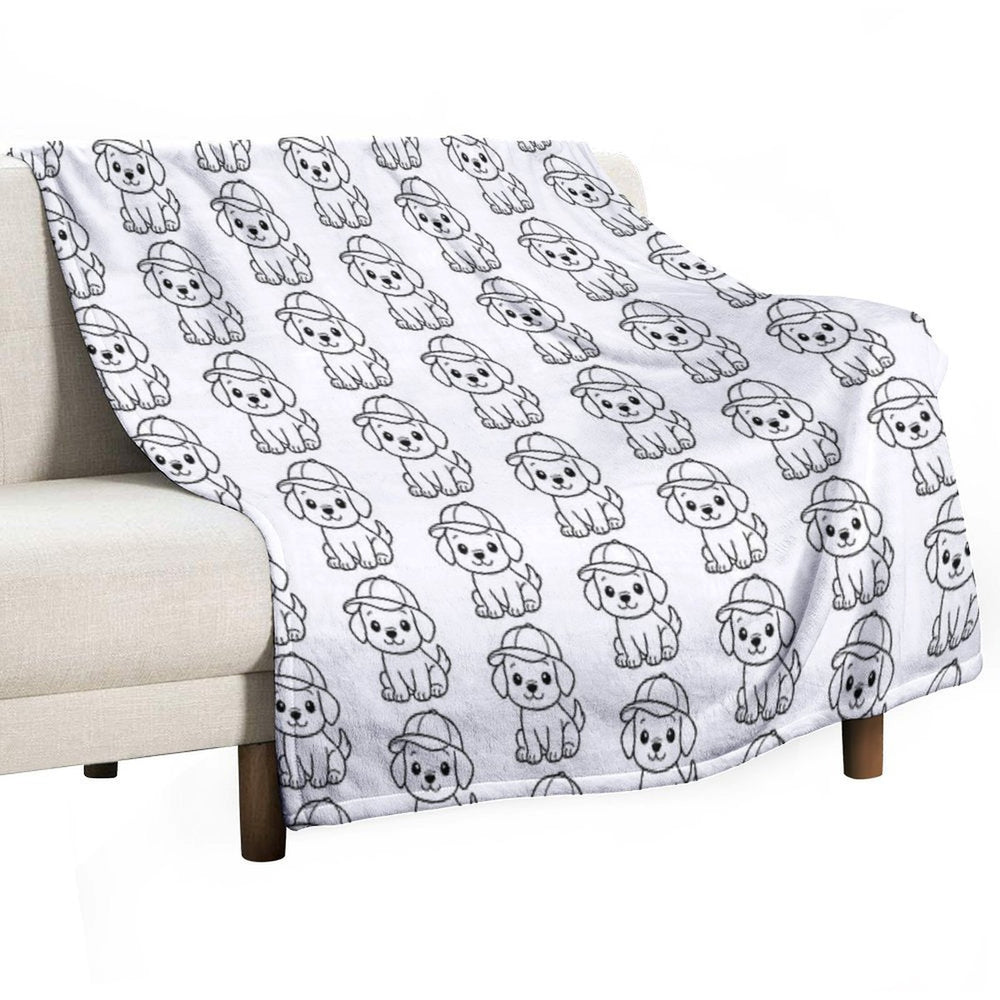Dog with Baseball Hat Premium Throw Blanket