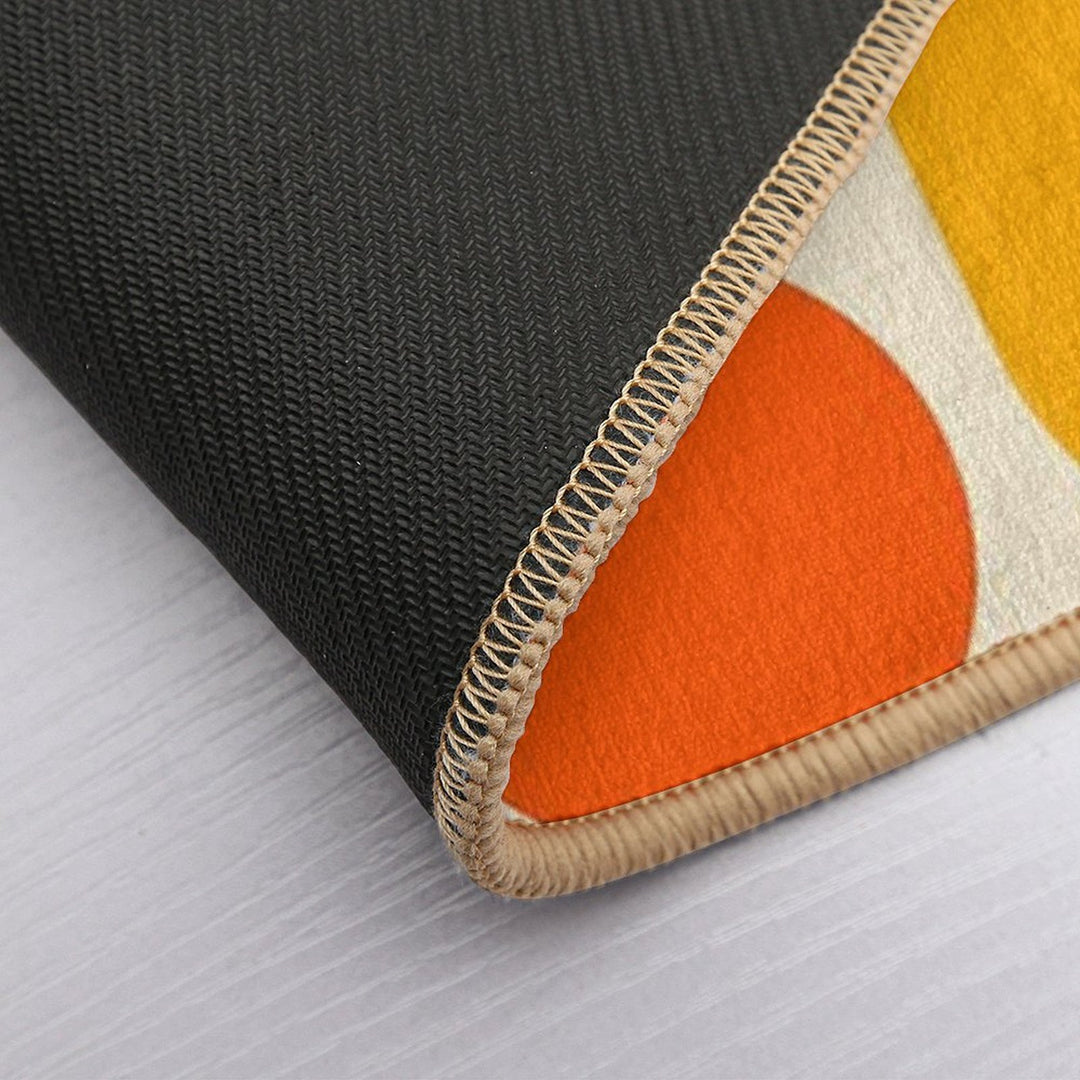 Retro Geometric Design 687 Red Orange Yellow And Beige  Easy Maintenance Bath Mat