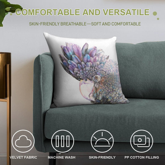 Black Cockatoo Soft Skin-Friendly Throw Pillow